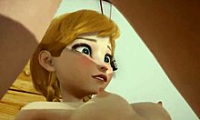 爱尔莎喜欢看安娜在动画3D色情片中的高潮快感